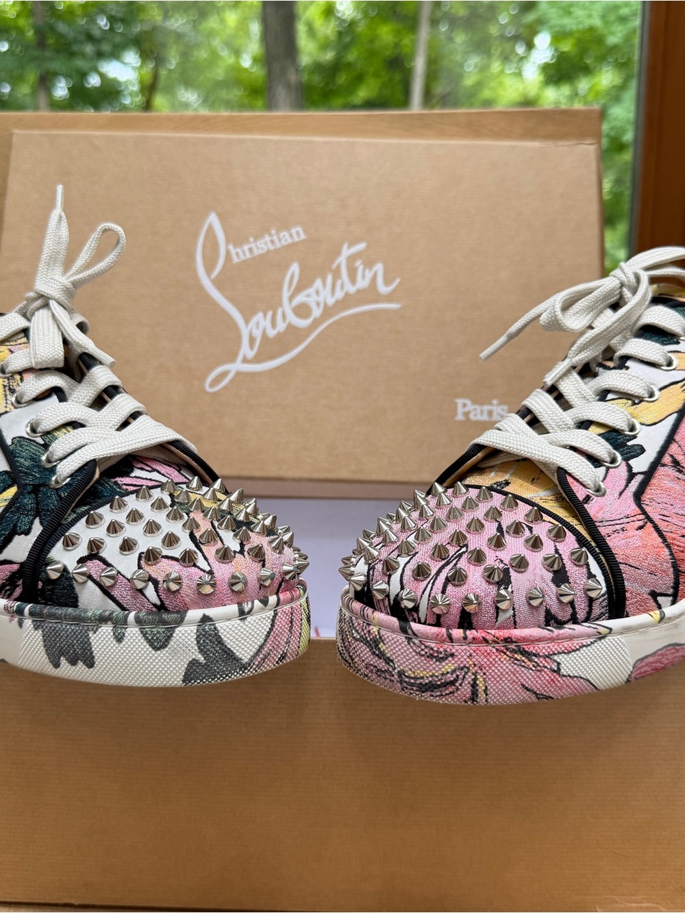 Christian Louboutin Fun Louis Junior Spikes Floral Hanabi Sneakers EU 46 US 13